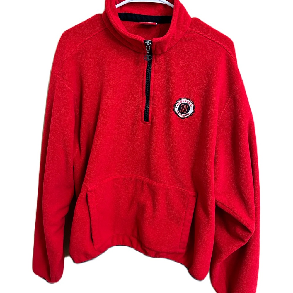 Champion University of Nebraska Sweater Mens L 1/4 Zip Pullover Cornhuskers Red